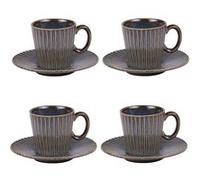 Coffret de 4 tasses à café avec sous tasses Liv bleu 22 cl - Table Passion - Bleu - Porcelaine Bleu G