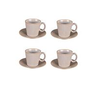 Table Passion Tasses à café Liv avec sous-tasses Porcelaine Gris – Lot de 4