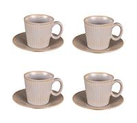 Table Passion Tasses à café Liv avec sous-tasses Porcelaine Gris – Lot de 4