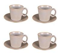 Coffret de 4 tasses à café avec sous tasses Liv - Table Passion - Gris - Porcelaine Gris G