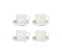 Coffret de 4 tasses à thé avec sous tasses Marguerite 30 cl - Table Passion - Blanc - Porcelaine G