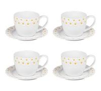 Coffret de 4 tasses à thé avec sous tasses Marguerite 30 cl - Table Passion - Blanc - Porcelaine Blanc G