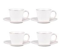 Coffret de 4 tasses à thé avec sous tasses Pure 22 cl - Table Passion - Blanc - Porcelaine Blanc G