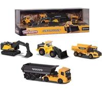 Coffret de 4 véhicules de chantier Volvo en métal reproductions a l'échelle 1/64eme - Majorette