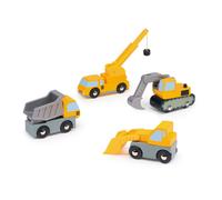Coffret De 4 Véhicules De Construction En Bois - Pelleteuse, Grue, Tractopelle Et Camion-benne Multicolore TU