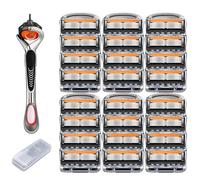 Coffret de 48 lames de rasoir pour homme avec manche offert - Lames ultra-tranchantes en acier inoxydable pour un rasage en douceur, pour le visage, la tête et le corps (24 PCS)