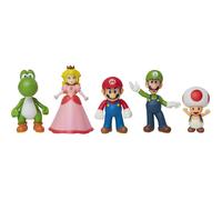 Jakks Pacific - Figurines Super Mario - Pack x5 (Mario,Luigi,Peach,Yoshi,Toad) - Officiel Scellé