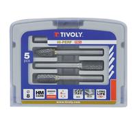Tivoly - Coffret 5 fraises limes Ø8 mm pour métaux - Queue Ø6 mm - Denture brise-copeaux - Carbure