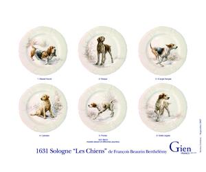 Coffret de 6 Assiettes Dessert Chien SOLOGNE