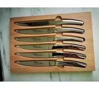 Coffret de 6 couteaux à steak Le Thiers tout en inox Made in France la collection Jean Beauvois, lame cranté