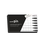 Coffret de 6 feutres Uni-Ball Pin avec 1 porte-mine et 1 gomme