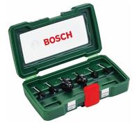 Bosch 6 pièces Ensemble de fraises au carbure (pour le bois, emmanchement Ø 6 mm, accessoires défonceuse)