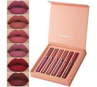 Coffret de 6 rouges à lèvres liquides mats, fini mat longue tenue, texture non collante, résistant à l'eau et à la décoloration, fusion instantanée. Adoptez le charme 2 en 1.
