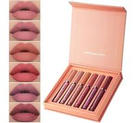 Coffret de 6 rouges à lèvres liquides mats, fini mat longue tenue, texture non collante, résistant à l'eau et à la décoloration, fusion instantanée. Adoptez le charme 2 en 1.