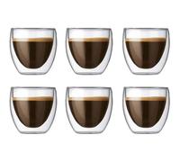 Coffret de 6 Tasse à café-Expresso-Espresso en Verre 80ml , Set-Tasses à café Double paroi, Tasse Expresso Originale. WILM2949