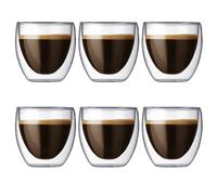 Coffret de 6 tasse à café-expresso-espresso en verre - Lazozo - 80ml , set-tasses à café double paroi, tasse expresso originale.