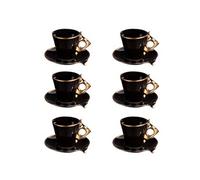 Table Passion Coffret 6 tasses à café Libra Porcelaine Noir avec sous-tasses
