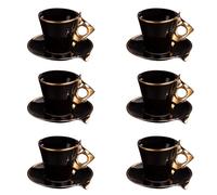 Table Passion Coffret 6 tasses à café Libra Porcelaine Noir avec sous-tasses