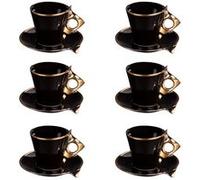 Table Passion Coffret 6 tasses à café Libra Porcelaine Noir avec sous-tasses