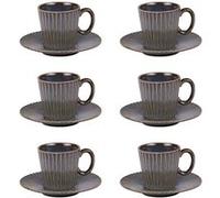 Coffret de 6 tasses à café avec sous tasses Liv bleu 9 cl - - Bleu - Porcelaine