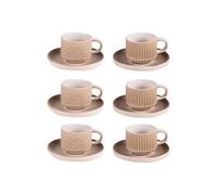 Coffret de 6 tasses à café avec sous tasses Miyaki 9 cl - - Beige - Grès