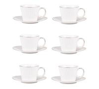 Coffret de 6 tasses à café avec sous tasses Pure 9 cl - Table Passion - Blanc - Porcelaine Blanc