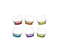 Coffret de 6 verres mini Culbuto 6 vec fonds colorés assortis - - Multicolore - Cristallin