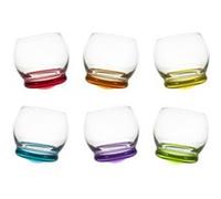 Coffret de 6 verres mini Culbuto 6 cl avec fonds colorés assortis - Table Passion
