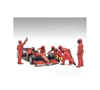 Coffret de 7 figurines de l'équipe de stand de Formule 1 F1 Team Red Release III pour modèles à l'échelle 118 par American Diorama