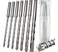 Coffret de 7 forets SDS Plus, mèches à béton 160 mm (diamètres 5, 6, 8, 10, 12 mm), marteau à 4 tranchants