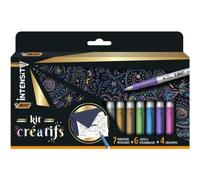 Coffret De 7 Marqueurs - Permanents - Kit Créatifs - Bic - Cartes Et Enveloppes - Couleurs Métalliques