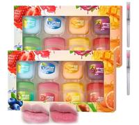 Coffret de 8 baumes à lèvres fruités, comprenant 8 parfums différents : gloss, baumes hydratants et masques pour les lèvres. Ce coffret 4-en-1 hydrate et répare les lèvres. (2Set)
