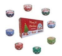 Coffret de 8 Bougies Parfumées de Noël - 100% Cire de Soja - Parfums Festifs (Pain d'Épices, Vin Chaud, etc.) - Idéal pour Décoration de Fête et Cadeau