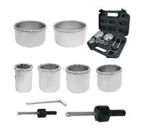 Coffret de 9 Kit de scies cloches diamantées Greywolf pour carrelage, avec pointes brasées, adaptés au carrelage, à la céramique, à la pierre, au granit et au marbre (22/28/35/44/68/73 mm)