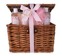 Coffret de bain Accentra PINK ROSE dans un sac à main, gel douche, lotion pour le corps, bain moussant, gommage corporel, savon, bombe de bain, éponge, gant exfoliant, coffret cadeau pour femme