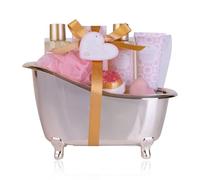 Coffret de bain Accentra PRET-A-PORTER avec gel douche, bain moussant, sels de bain, boule de bain, crème pour les mains, savon et éponge en maille, coffret cadeau pour femme, Noël