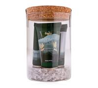 Coffret de bain Accentra WINTER SPA dans un verre décoratif avec couvercle en liège, comprenant gel douche, lotion pour le corps, crème pour les mains et crème pour les ongles, cadeau femme Noël