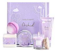 Coffret de Bain pour Femme, Body&Earth 6 PCS Coffret Cadeau au Parfum d'Orchidée, Crème pour les Mains, Bougie Parfumée, Boules de Bain, Idée Cadeau pour l’Anniversaire