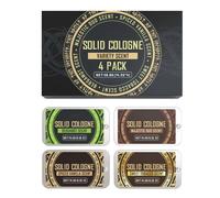 Coffret De Baumes Parfumés Solides Pour Homme (4 Pièces, 4 X 14.2g) Accord Bergamote + Note De Daim + Accord Vanille Épicée + Accord Tabac Doux, Pratique Pour Une Utilisation Quotidienne.