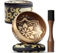 Coffret de Bol Chantant Tibétain Gravé à la Main - Bol de Méditation & Bol Sonore avec Coussin - Bols Himalayens Faits à la Main - - Produits de Guérison Spirituelle