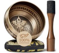 Coffret de Bol Chantant Tibétain Gravé à la Main - Bol Sonore & Bol de Méditation avec Coussin, Maillet & Guide - Kit de Yoga - Outils Anti-Stress - Outils Ancestraux de Méditation Himalayenne
