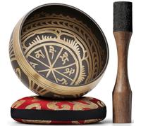 Coffret de Bol Chantant Tibétain Gravé à la Main - Bol Sonore & Bol de Méditation - Produits de Guérison Spirituelle - Kit de Bain Sonore de Méditation - Outil Portable de Thérapie Sonore