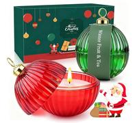 Coffret de Bougies Parfumées de Noël pour Femme, 2 Bougies Parfumées en Pots de Verre, Cire de Soja Naturelle, Coffret de Bougies d'aromathérapie, Petit Cadeau de Noël pour Femme