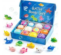 Coffret De Boules De Bain pour Enfant - 12 Bombes De Bain avec Jouets Mignons | Faites Main, Biologiques Et Naturelles | Idéal pour Peau Sèche, Cadeau Anniversaire