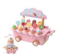 Coffret de Boutique de Glaces Chariot en Bois avec d'Imagination | d'Imitation pour Pour Garçons Et Filles 3-6 Ans Anniversaire Cuisine Fête Épicerie Pique-nique Restaurant Supermarché