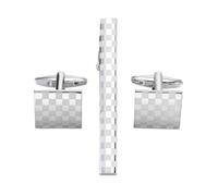Coffret de boutons de manchette à grille carrée for chemise homme, boutons de manchette, pince à cravate, bijoux