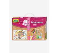 Lena 42714 - Coffret de bricolage avec 400 pièces, avec papier coloré, caoutchouc mousse, cure-pipe, strass, yeux vacillants, pompons, boutons et plus, dès 5 ans, rose & violet