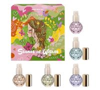 Coffret de Brumes pour le Corps Filles Scents of Wishes - 5 Flacons en Verre en Forme de Diamant avec Finition Dorée; 5 Parfums Exquis : Fruits Rouges, Fruits, Agrumes, Ambiance Tropicale, Floral