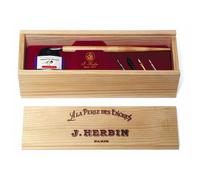 Set de calligraphie - Georges Lalo - Motif La perle des encres - Coffret en pin - Encre violette - Plumes fines