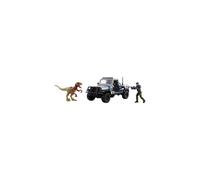 Coffret de camions de recherche et de destruction Jurassic World de Mattel avec dinosaure Atrociraptor et figurine humaine avec fonctions de dest